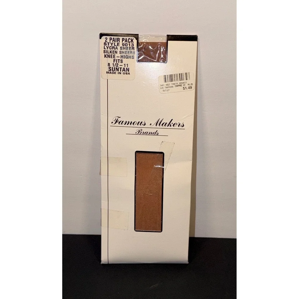 Famous Makers Suntan Silken Sheers Knee-Highs 2 Pair Pack Style 9013 Fits 8.5-11